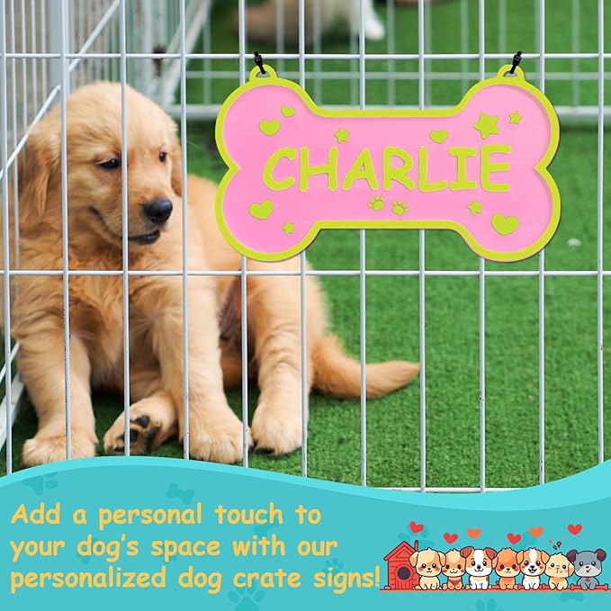 Personalized Dog Crate Sign Custom Dog Kennel Accessories Name Plate Doghouse Sign Decor