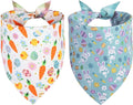 Easter Dog Bandana XLarge 2PCS, Colorful Scarf for Boy and Girl, Durable Triangle Reversible Bibs Handkerchief for Puppy Pet