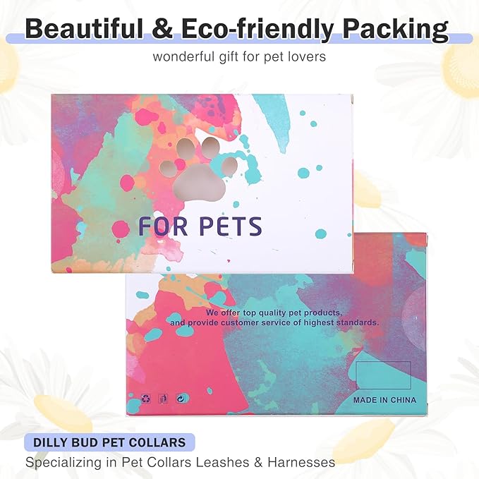 Breakaway Cat Collars for Girl Boy Cats, 2 Pack Cute Kitten Collar with Bells & Flowers, Safety Adjustable Female Male Kitty Puppy Floral Collar Pink & Blue, Small Pet Spring Gifts