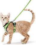rabbitgoo Cat Harness and Leash for Walking, Escape Proof Soft Adjustable Vest Harnesses for Cats, Easy Control Breathable Reflective Strips Jacket, Light Green, S