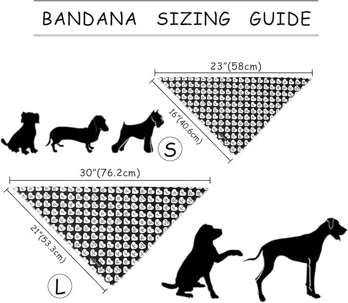 ARING PET Valentine's Day Dog Bandana, Cute Black White Pet Bandanas Scarf Triangle Bibs Handkerchief for Puppy Small Medium Large Boy Girl Dogs-S