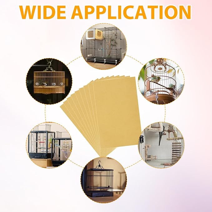 50 PCS Gravel Liner Paper for Bird Cage 10 x 16 Inch Bird Cage Paper Liners Birdcage Cage Liner for Birdcage Parrots Cockatiels