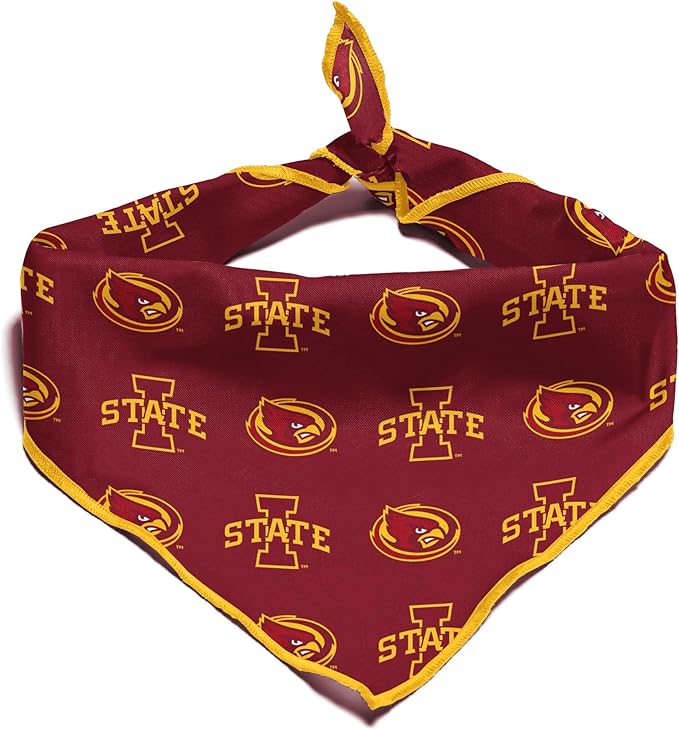 Iowa State Cyclones Officially Licensed Bandana for Dogs and Cats | Fits Pets Great Gift Idea | Easy-to-Tie (Small, 13")