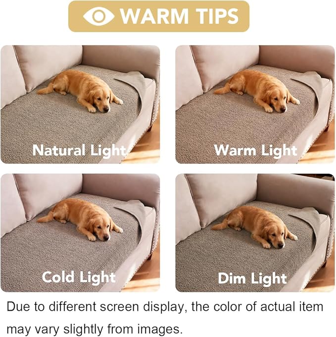 H.VERSAILTEX Non Slip Pet Couch Cover Chenille Dog Bed Protector Thick Soft Sofa Slipcover Pet Friendly Washable Couch Cushion Covers for Pets (30" x 53", Sand)