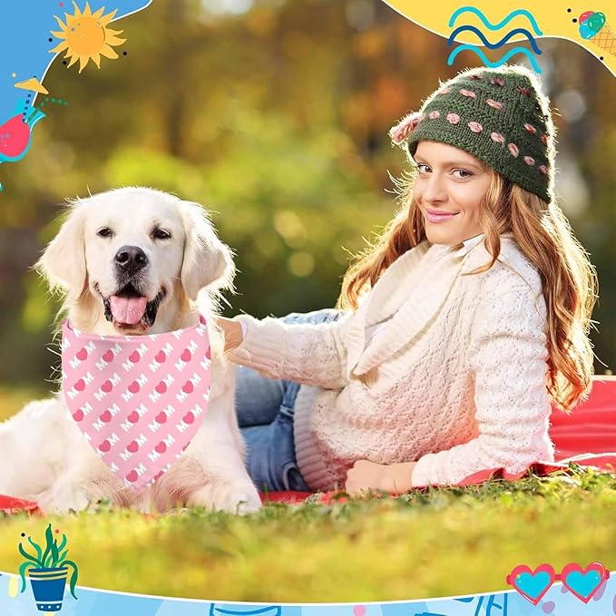 Mother Day Dog Bandanas, I Love Mom Dog Scarf, Accessories for Medium Large Dogs
