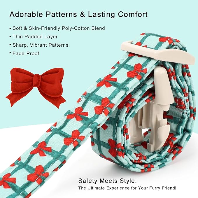 Christmas Dog Collar for Giant Large Dogs - Cute Festive Plaid with Red Bow Christmas Collars for Dogs, Soft Adjustable New Year Dog Collars with Quick Release Buckle XL