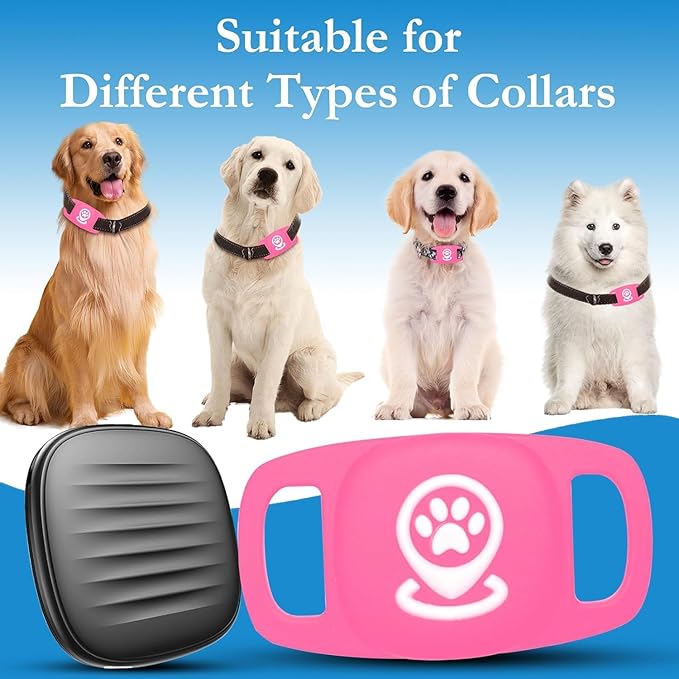Pet Tracker for Dog, Dog Tracker Smart Pet Location Tracker with Holder, Smart Item Finder, MFi Certificated, Dog Tracking Device, No Monthly Fee, Works with Find My, iOS Only - Pink Case