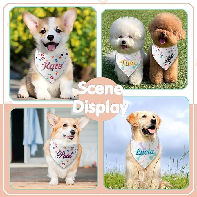 Personalized Dog Bandana Easter Custom Pet Scarf with Embroidered Name Pet Custom Accessories for Small Medium Large Dogs Cats Pets Birthday Gift