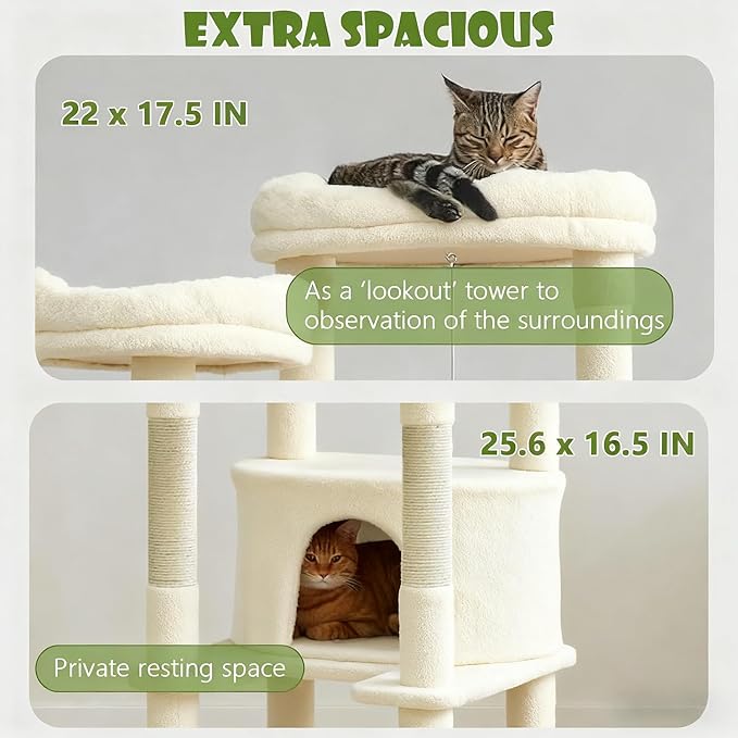 78.8" Large Cat Tree Tower for Indoor Kitties, Multi-Level Furniture Activity Center for Tall Cat Condo with Cozy Perches,Sisal Scratching Posts,Hammock and Basket