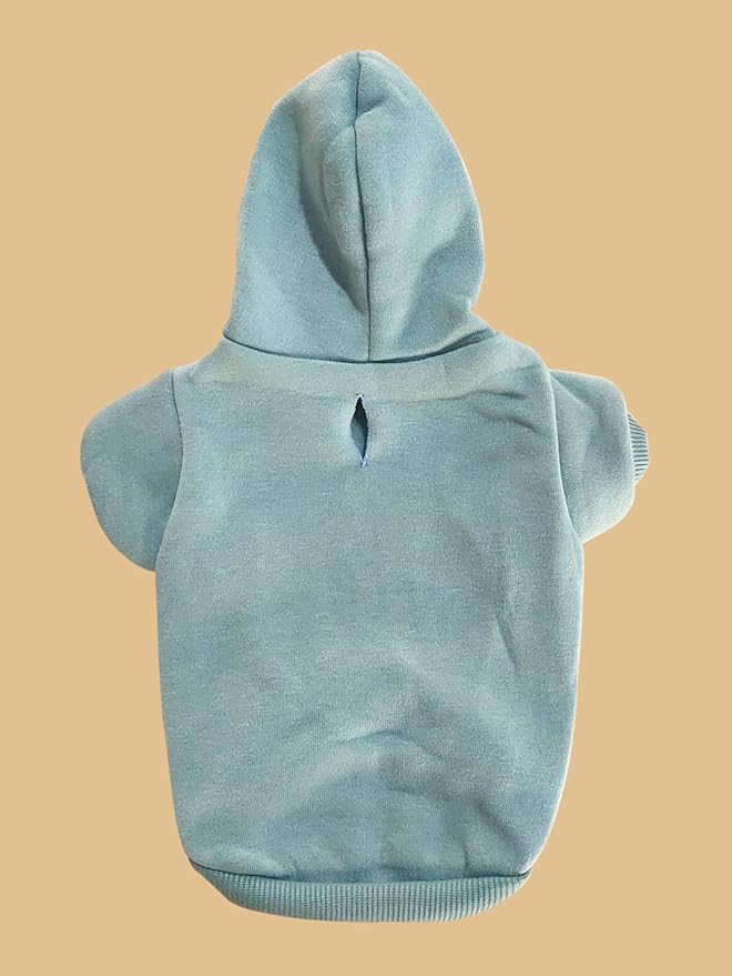 QWINEE Basic Dog Hoodie Sweatshirt Puppy Sweater Warm Cat Costumes Pet Clothes for Chihuahua Puppy Kitten Small Medium Dogs Cadet Blue Large
