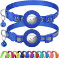 Joytale AirTag Cat Collar 2 Pack with Breakaway Safety Buckle, Reflective Cats Collar with AirTag Holder, Adjustable 7.5-12.5 Inch, Anti-Fraying Lightweight for Girl Boy Kitten, Navy Blue