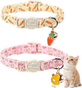 2 Pack Easter Cat Collars - Playful Chick & Carrot Easter Breakaway Cat Collar with Bell & Matching Pendant, Adjustable Spring Holiday Pink Yellow Kitten Collars for Boy Girl Cats