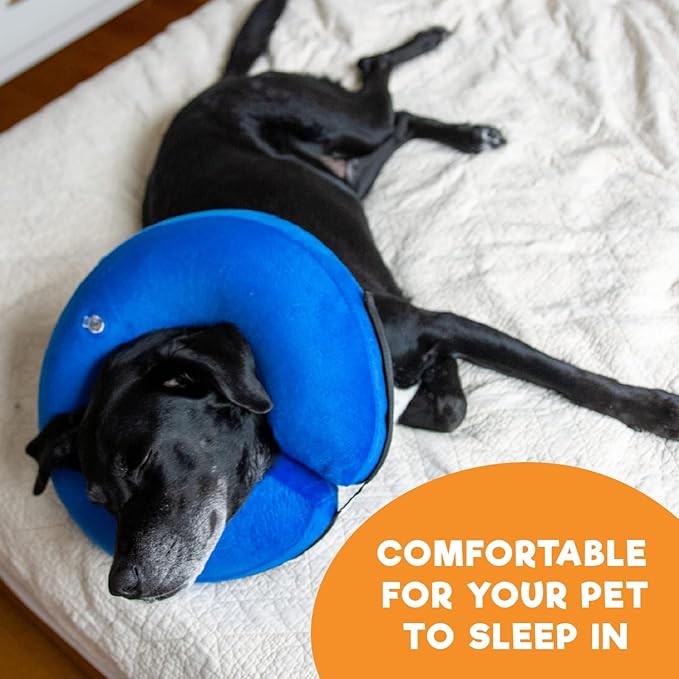 BENCMATE Inflatable Dog Cone Collar Alternative, Soft Dog Cone for Small Medium Large Dogs and Cats, Neck Recovery ECollar Donut Collar After Surgery (Medium, Dark Grey)