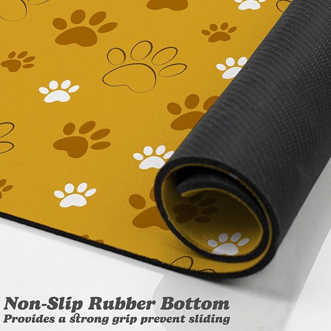 Dog Food Mat, Absorbent Water Bowl Mats Cat Pet Feeding Placemats Yellow 24 * 32 inch