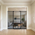 Lumizone Extra Tall Cat Gate 61.02" High Pressure Mounted Extra Wide 63.39"-67.32" (17Sizes) 1.37" Gap No Drilling Auto-Close Tall Pet Gate for Dogs (Black, 63.39"-67.32" W)