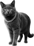Silver Cat Chain Collar,Adjustable Cuban Link Necklace for Cats, Lightweight & Durable Metal Pet Jewelry, Stylish Decorative Accessory (Silver,S)