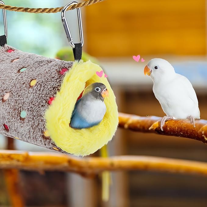 MEWTOGO Small Winter Warm Bird Nest for Cage - Comfortable Birds Bed with Support Plate, Hanging Shed Hideaway Hammock Hut Gift for Budgerigar Canaries Lovebirds