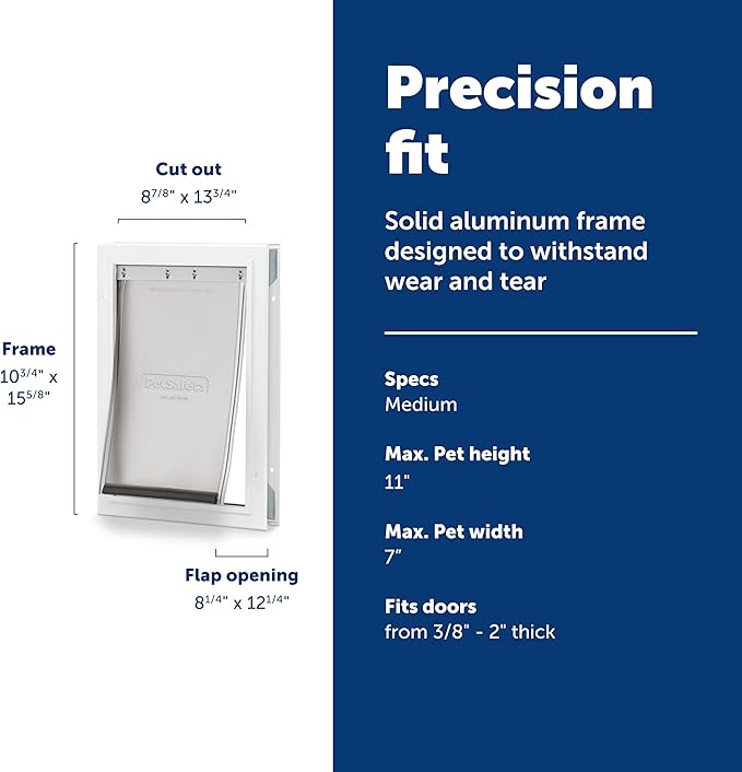 PetSafe Freedom Aluminum Pet Door for Dogs and Cats, Medium, White, Tinted Vinyl Flap