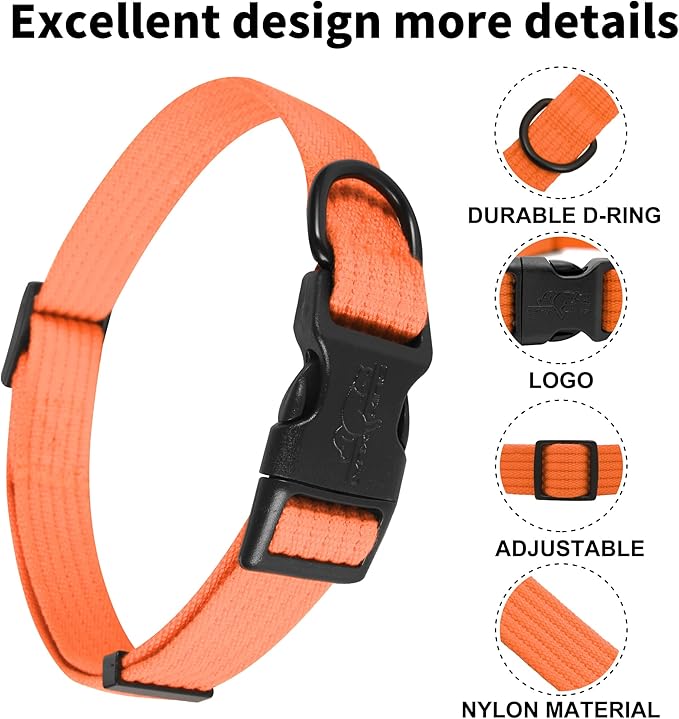 lynxking Dog Collar Soft Padded Breathable Cotton Solid Color Strong Adjustable Pet Collar for Little Puppy