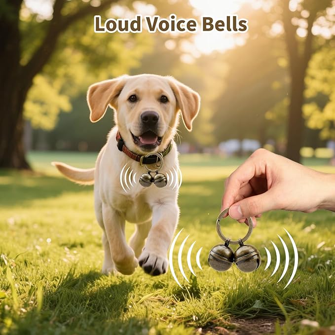 Dog Collar Bells, 2 Pack Extra Loud Dog & Cat Bells for Tracking & Safety, Stainless Steel Pet Tracker Training Bells for Medium Large Dogs & Cats (Antique Copper)