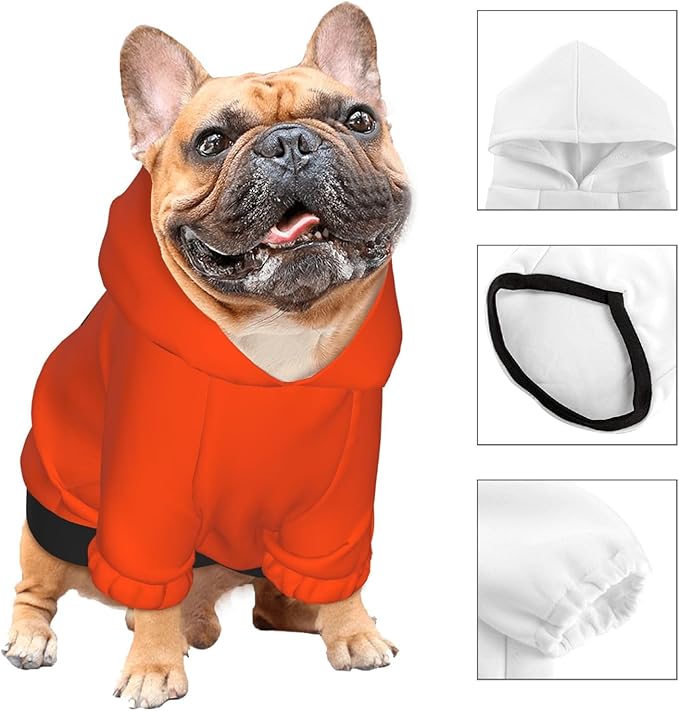 Custom Dog Hoodie Soft Add Your Own Personalized Photo Text Name Logo Dog Clothes for Puppy Sweatshirt Hooded for Small Medium Large Dogs Girl/Boy Cats OrangeRed