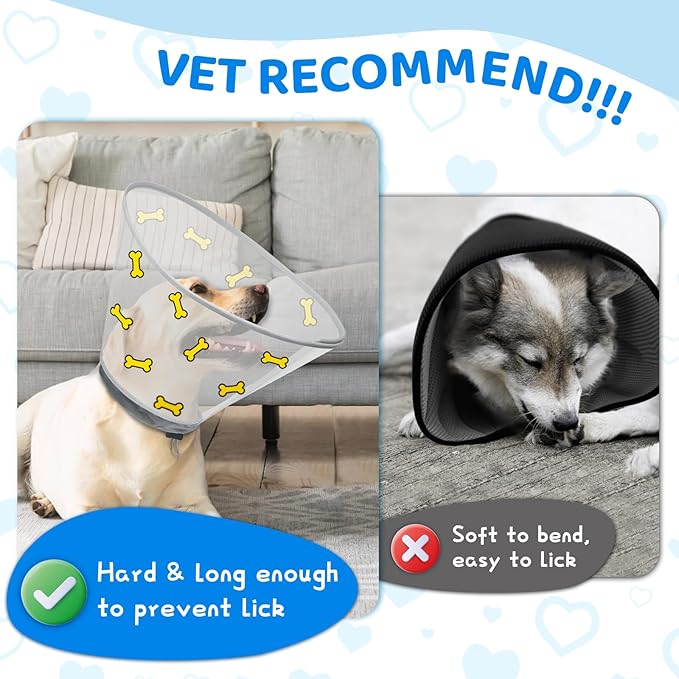 Supet Dog Cone Collar After Surgery to Stop Licking: Adjustable Recovery Elizabeth Collar Alternative for Large Medium Small Dogs, Plastic Pet Head Neck Cone (L)