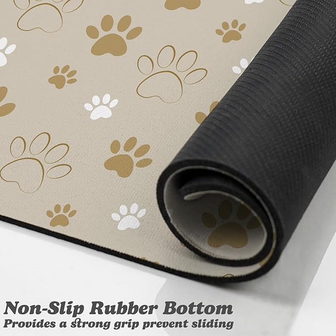 Dog Food Mat, Absorbent Water Bowl Mats Cat Pet Feeding Placemats Beige 16 * 24 inch