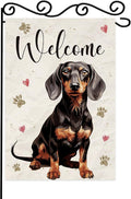 Welcome Dog Summer Garden Flag,Dog Paw Print Garden Flag,Welcome to Cute Dog House Double Sided Outdoor Decor Yard Lawn Home Decoration.12x18 Inch