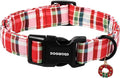DOGWONG Christmas Dog Collar,Red Plaid Dog Collars, Adjustable Red Checkered Pet Collars Christmas Dog Collar for Small Medium Large Dogs