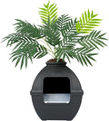Good Pet Stuff Hidden Litter Box Planter, Decorative Cat Litter Enclosure with Carbon Filter, Artificial Plant, Easy Clean, Indoor Design, Courtyard Square Style, Essentials Kit, Black Suede