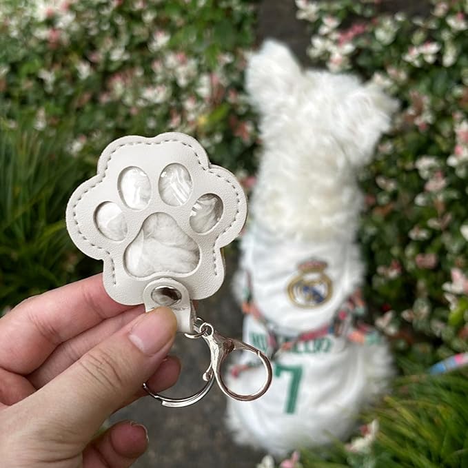 Dog Hair Keychain, Leather Pet Hair Collector Keychains, Pet Fur Keepsake Gift, Paw Charm for Collecting Cat Dogs Fur