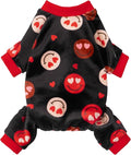 Fitwarm Hearts Eyes Smily Face Dog Pajamas, Cozy Valentines Outfit for Small Dogs Boy Girl, Festive Pet Clothes, Black, Red, Small