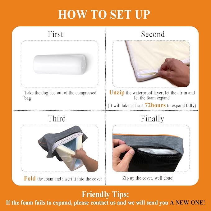 Hard-Wearing Orthopedic Dog Bed for Crate, 23x16 Inch, Made of Memory and HR Foam, Two-Sided Use, Providing Soft and Relatively Hard Support, with an Extra Inner Waterproof Protector (Gray)
