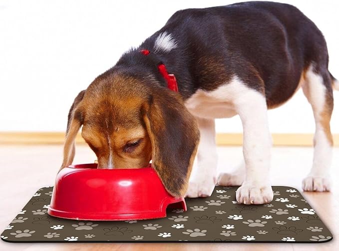 Dog Food Mat, Absorbent Water Bowl Mats Cat Pet Feeding Placemats Brown 16 * 24 inch