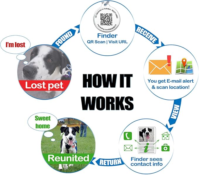 Pet Dwelling QR Code Pet ID Tag – Smart Dog & Cat ID Tags for Pet Safety, Free Personalized Online Profile, Instant Scan Alerts, AI Insights (Lux Black Paw)