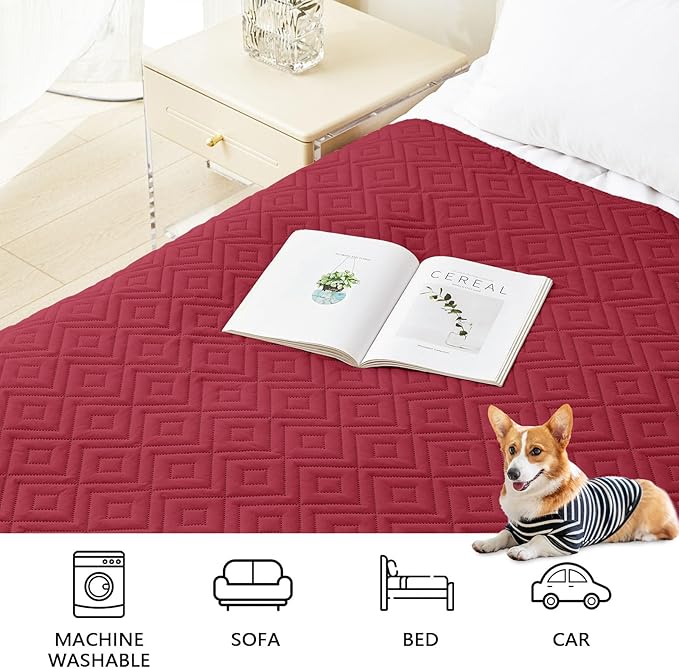 hyha Waterproof Dog Blanket, Soft Dog Bed Cover Pet Blankets, Waterproof Sofa Couch Cover for Dogs Washable, Reversible Pet Couch Covers for Sofa Furniture (30x70 Inch, Wine Red/Beige)