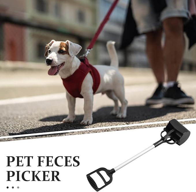 NUOBESTY Long Handle Pet Poop Scoop and Dog Litter Picker, Black Plastic Outdoor Pet Waste Cleaning Tool for Dogs and Cats, Lightweight Pooper Scooper for Yard and Travel Use Random Color