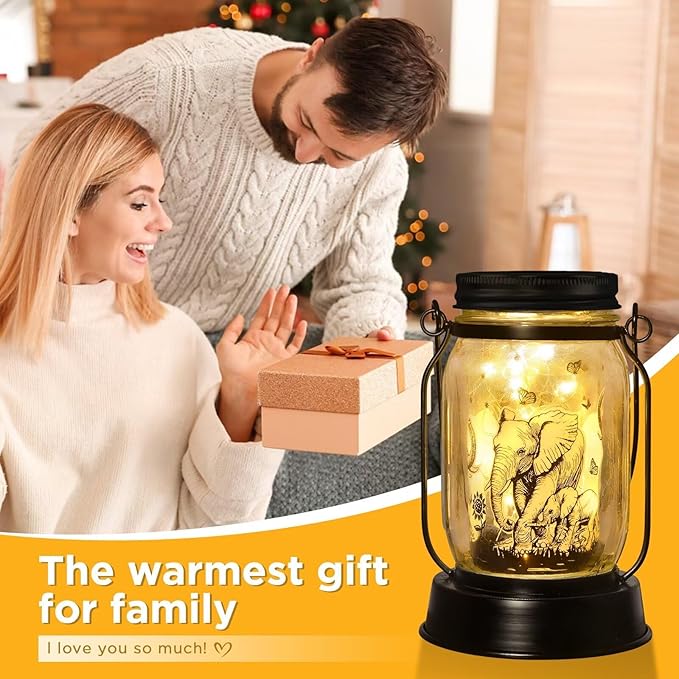 kyoryuger Elephant Gifts for Women/Men Elephant Lovers Solar Lantern Mom Birthday, Mothers Day, Solar Garden Decoration Outside for Yard, Patio,Backyard,Porch, Torches