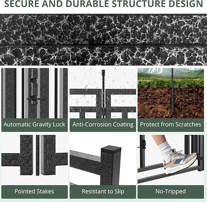 Dog Playpen Dog Fence Outdoor for Yard 47" H with 16 Panels Sturdy Portable Puppy Playpen for Indoor Outdoor RV Camping Use - Black Silver