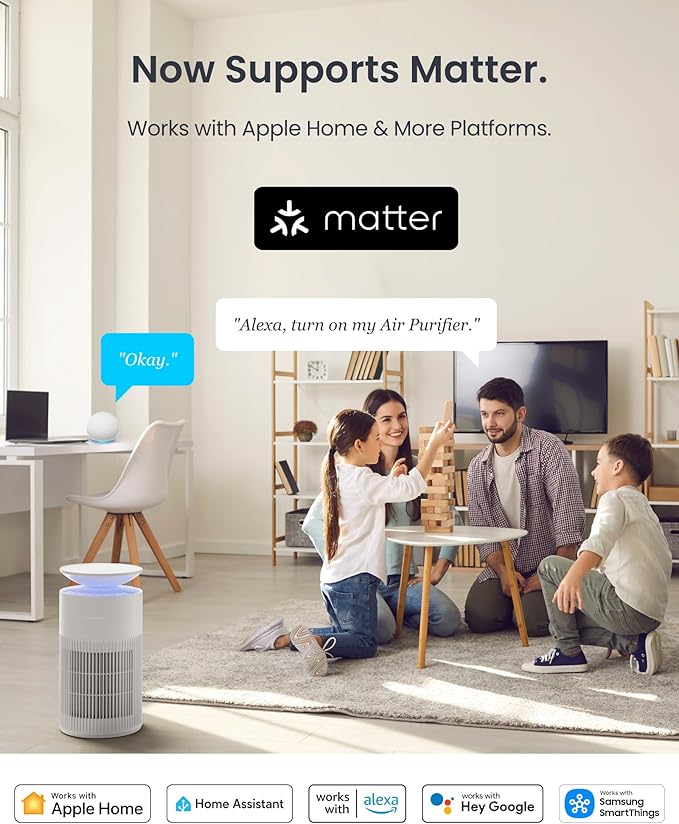 SwitchBot Air Purifier for Home up to 3620 ft², HEPA Air Purifier with Pet Mode, Washable Filter, Aromatherapy, 10 RGB Lights, Cleans Odor Pets Hair Pollen Dust Smoke, Work with Matter HomeKit Alexa