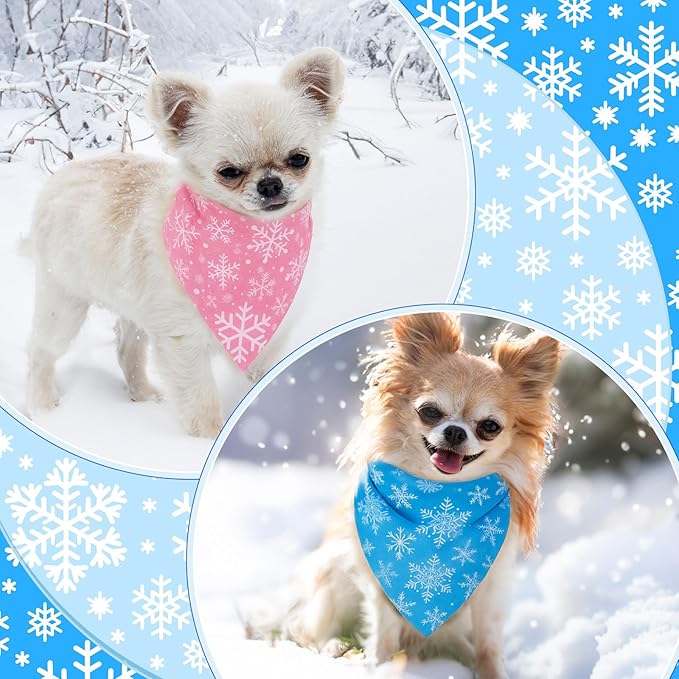 Weewooday 50 Pcs Winter Bandanas Bulk for Dogs Snowflake Cats Bandanas Charm Soft Triangle Bibs Adjustable Scarf for Small Medium Large Pets Winter Costume(19.7 x 13.8 x 13.8 Inch)