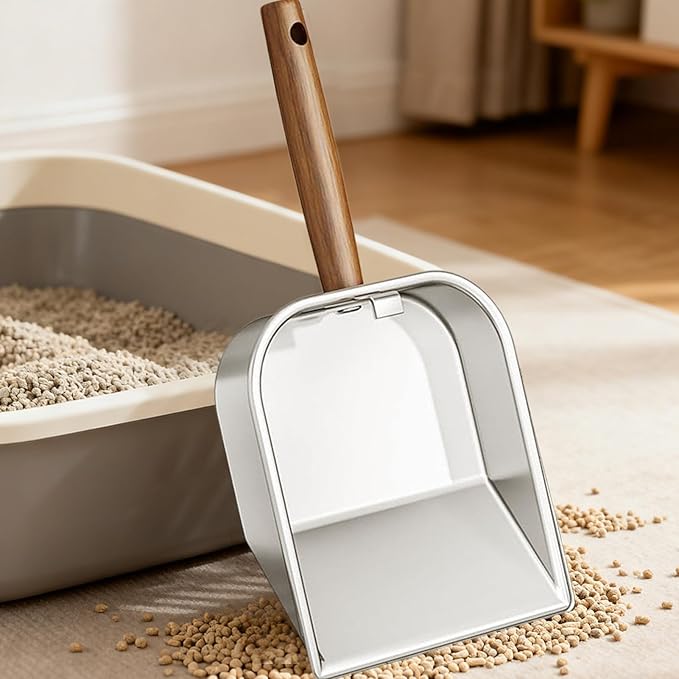 Wooden Cat Litter Scoop, Kitten Poop Shovel, 5.63x11.02 Inches Shovel with Deep Design, Durable Pet Tool, Hygiene Accessory with Ergonomic Handle, Litter Scoop for Apartment Home
