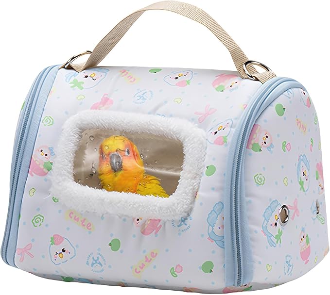 Portable Bird Travel Carrier, Parrot Transport Box, 16x12 Inch Travel Carrier with Clear Window, Lightweight Parrot with Ventilation Mesh, Foldable Bird Box with Secure Latch, for Parakeet Hiking