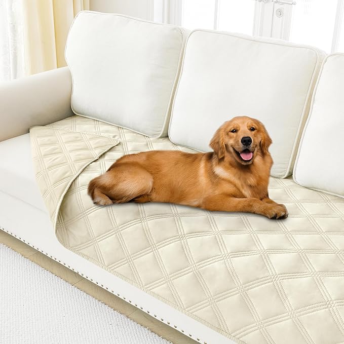 Smiry Waterproof Dog Bed Cover Blanket 30x70, Soft Reversible Pet Blanket, Washable Leakproof Cats Dogs Couch Cover for Sofa, Couch, Furniture, Beige/Beige
