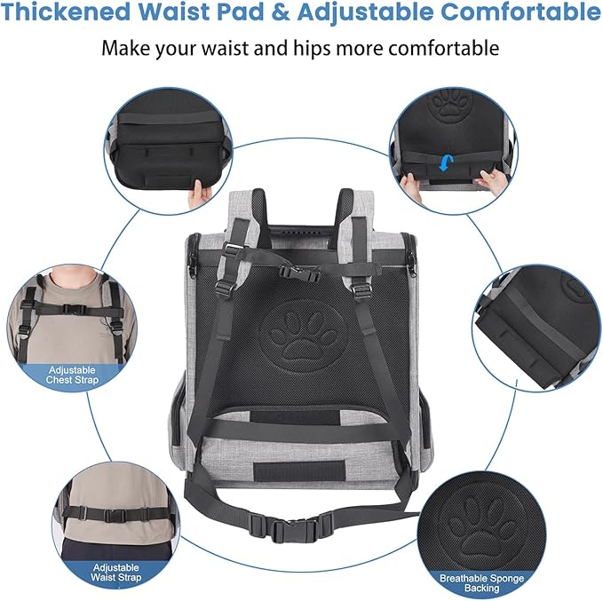 Extra Large Pet Carrier Backpack Cats Under 30 Lbs, for Dogs Puppies Rabbits Other Animals Under 25 Lbs, Ventilated Design, Great for Travel/Hiking/Outdoor Use