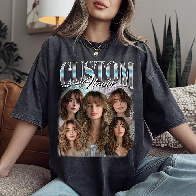 NAZENTI Custom Bootleg Rap Tee, Custom T-Shirts with Picture, Retro Custom Bootleg, Valentine's Gifts for Him Her