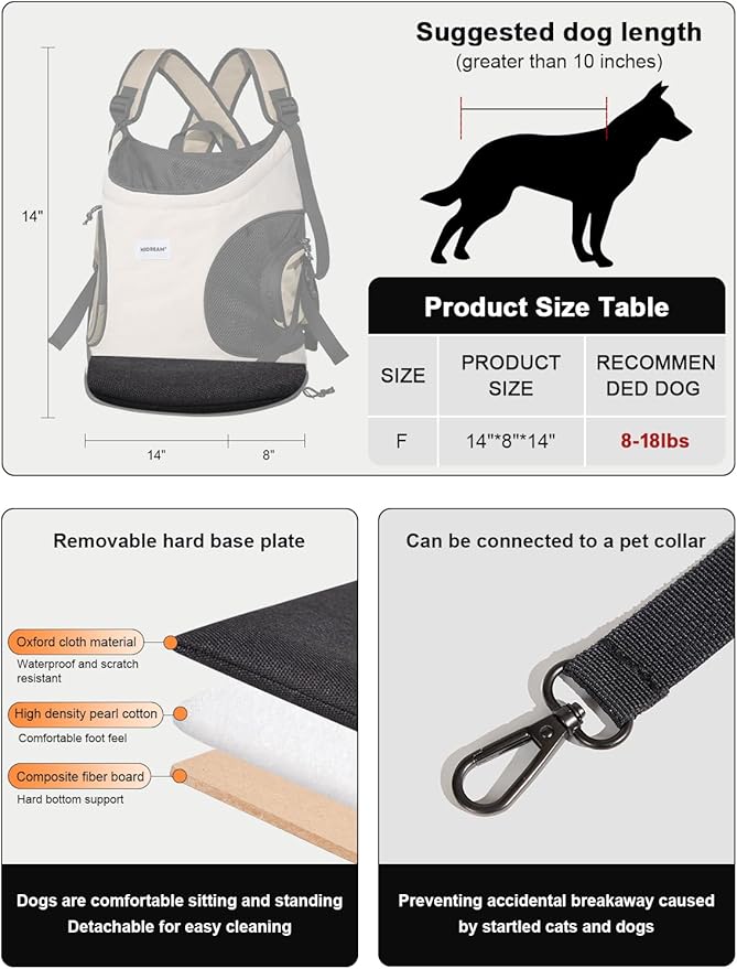 Dog Carriers for Small Dogs,Dog Backpack with 2 Pocket for Travel,Comfortable Dog Front Carrier Suitable for Dogs 8-18 pounds Machine Washable (Beige)