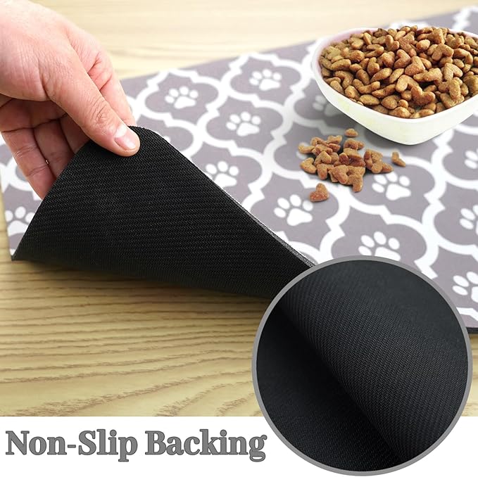 Dog Food Mat 24X32 Inch Pet Feeding Absorbent Mats for Floor Cat Water Bowl Placemats Non-Slip Washable Dog Mat for Food and Water