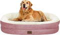 Orthopedic Waterproof Large Dog Bed: Memory Foam Washable Dog Bed with Bolsters - XL Removable Washable Cover for Medium Large Sized Pet - Non-Slip Bottom - Pink
