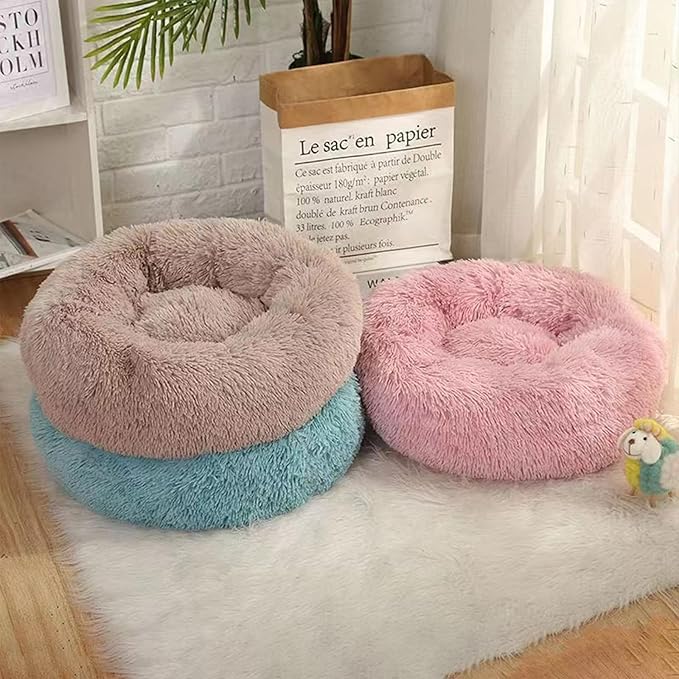 Cat Beds for Indoor Cats,20 Inch Dog Bed for Small Melium Large Dogs, Washable-Round Pet Bed for Puppy and Kitten with Slip-Resistant Bottom